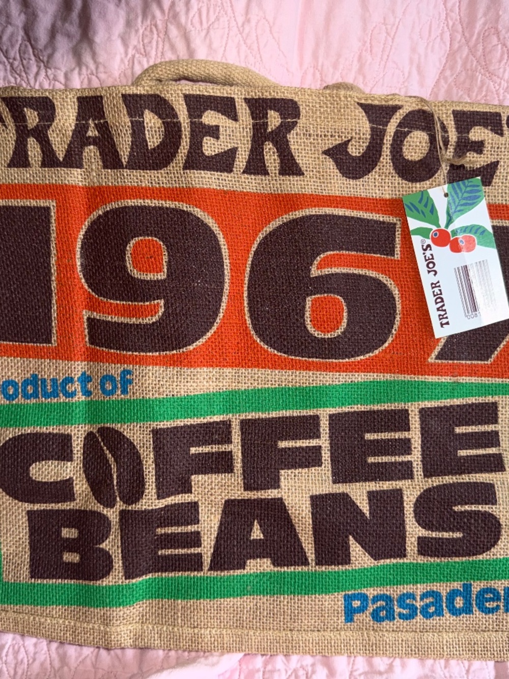 Trader Joe’s Coffee Beans Burlap Grocery Shopping Tote